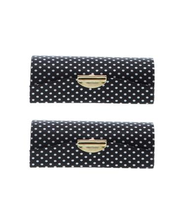 Black Polka Dot Lipstick Case With Mirror Purse Holder Set of 2