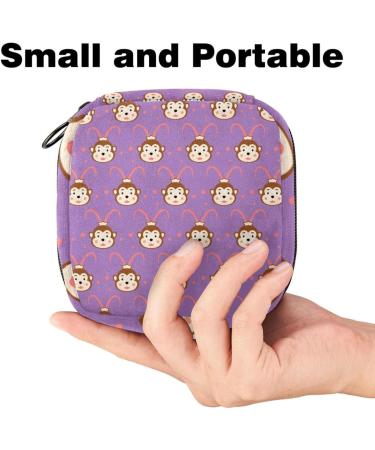 Menstrual Pad Bag with Zipper - Cartoon Monkey Head Pouch for Ladies & Girls | Tampons & Napkin Collection - Buy Online on GoSupps.com