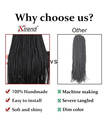 Xtrend 8 Packs 18 Inch Box Braids Crochet Hair | Medium Knotless Pre-looped Synthetic 3X Braiding Hair Extension for Women | 18Strands/pack 1B | Pack of 8 - Buy Online on GoSupps.com