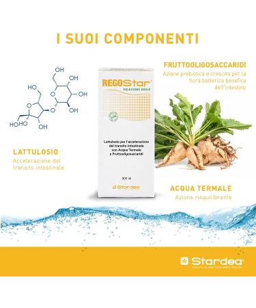  STARDEA SRL REGOSTAR ORAL SOLUTION | Acceleration Intestinal Transit | Constipation | Lattulose | Prebiotic Fibres | Thermal Water | Supplement | 300ml | Vanilla Flavour | Stardea - Buy Online on GoSupps.com