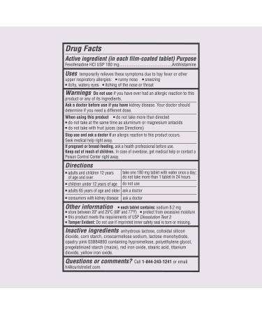 Curist Fexofenadine Hydrochloride 180mg - 300 Tablets | USA Made 24 HR Non-Drowsy Allergy Relief | Bulk Antihistamine Tablets - Buy Online on GoSupps.com