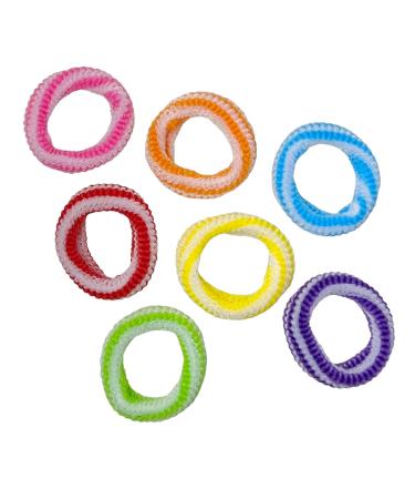 Mijoma 100 Elastic Hair Ties - Mini Rubber Bands for Girls - Perfect for Braids & Ponytails (Striped Color Mix) - International Shipping - Buy Online on GoSupps.com