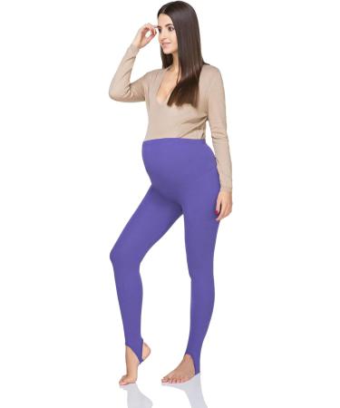 FUTURO FASHION Maternity Fleece-Lined Leggings | Comfortable Pregnancy Winter Cotton Pants | High Waisted Belly Support | Violet - UK 10 - Buy Online on GoSupps.com
