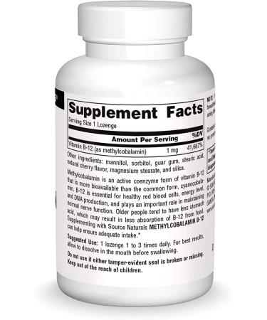 Source Naturals MethylCobalamin Vitamin B12 Cherry Lozenges - 1mg, 120 Count - Buy Online on GoSupps.com