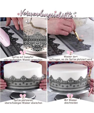 Ready to Use Edible Cake Lace Effect Border Ribbon Flower Trim Blue 14-inch 10-Piece Set - Buy Online on GoSupps.com