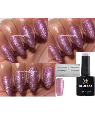 Bluesky Nail Gel Dusky Pink with Lilac and Silver Glitter Sparkle Polish Valentine Couture UV LED Soak Off 10ml
