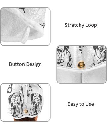 Sad Bulldog Hair Towel 2 Pack | Super Absorbent Quick Dry Hair Turbans for Women & Girls - Buy Online on GoSupps.com