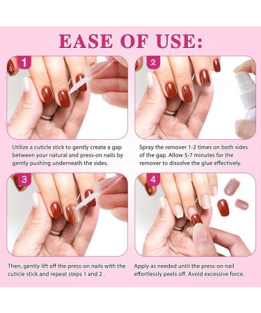 Nail Glue Remover for Press on Nails 60ml Vitamin E False Nail Remover for Fake Nails Nail Polish Remover Acrylic Nail Tips with Cuticle Pusher Adhesive False Nail Remover Accessories for Nail Art - Buy Online on GoSupps.com