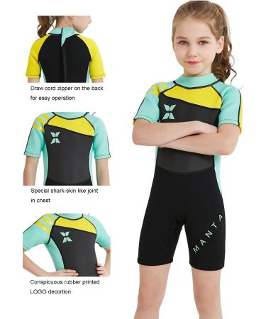 DIVE & SAIL Kids 2.5mm Warm Wetsuit One Piece UV Protection Shorty Suit Green XL - Buy Online on GoSupps.com