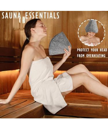 Superu Felt Sauna Hat Set for Men & Women - Quality Sauna Caps & Accessories - Unique Wellness Experience (White + Gray) - Buy Online on GoSupps.com