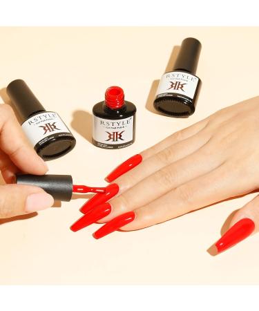 RSTYLE UV Gel Nail Polish Set 4 Colours Shellac Set Glitter Red French Nail Polish Home and Nail Salon Manicure 6 ml Black - Buy Online on GoSupps.com