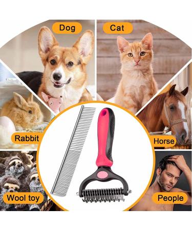 Dematting Comb Pet Grooming Tool Set Dedicated Pet Grooming Rake and Brushes Double Sided Deshedding Supplies Gently Safe Removes Knots Tangled Hair Undercoat Mats for Small Medium Large Long and Thick Haired Dog Cat Rabbit Horse with Steel Comb(Red) - Buy Online on GoSupps.com