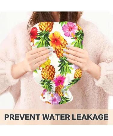 Hot Water Bottles with Hawaiian Pineapple Flowers Cover | 2L Pain Relief & Bed Warmer for Cramps & Aches - Buy Online on GoSupps.com