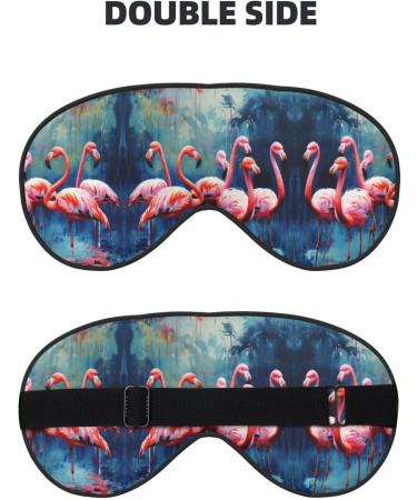 Many Flamingoes Painting Print Eye Mask - Soft Comfortable Light-Blocking Sleep Mask | Unisex Travel Essential - Buy Online on GoSupps.com