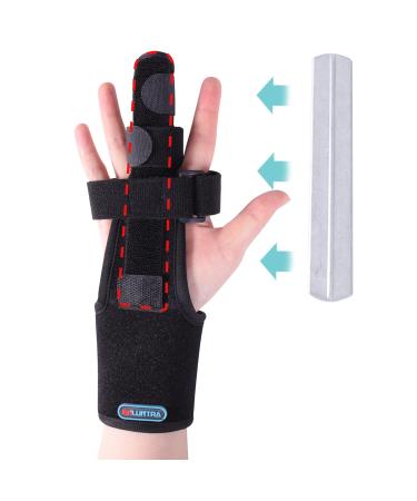 Finger Splint Brace Supports Index finger middle finger ring finger pinky splint Adjustable Right or Left Hand Brace Straightening for trigger finger splints(black)