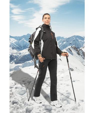 PERSIT Women's Snow Ski Waterproof Windproof Fleece Lined Cargo Hiking Pants - Medium Black - Buy Online on GoSupps.com