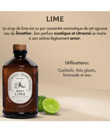 BACANHA - Organic and Raw Syrup - Lime Flavor Syrup - For Cocktail Water Lemonade and Ice Tea - 400 mL - Buy Online on GoSupps.com