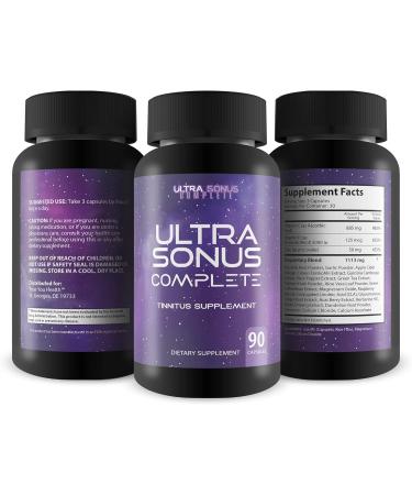 Ultra Sonus Complete Tinnitus Supplement - Natural Herbal Formula for Reduced Inflammation & Ear Ringing - 90 Capsules - Buy Online on GoSupps.com