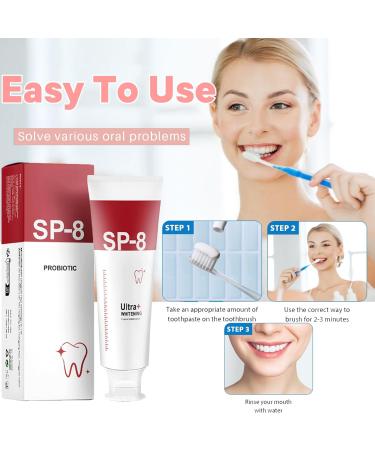 SP-8 Ultra Whitening Toothpaste - Probiotic Brightening & Deep Cleaning Care (3 Packs + 3 Brushes) - Shop Internationally - Buy Online on GoSupps.com