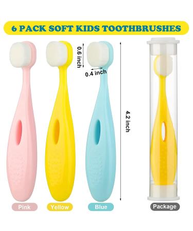 Kids Extra Soft Nano Toothbrush Set - 6 Pieces, 20000 Bristles, Ages 1+, Boys Girls Gum Protecting Cleaning - Cute Style - Buy Online on GoSupps.com