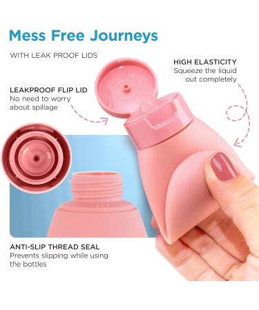 HOLD ME TIGHT 60ml Premium Travel Bottles for Toiletries Leak proof and TSA Approved Pack of 4 Refillable Squeezable Containers - Buy Online on GoSupps.com