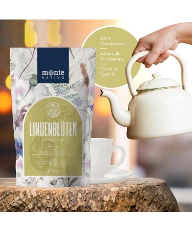 Monte Nativo Linden Flower Tea (200g) - 100% Pure Dried Linden Blossoms - Herbal Tea & Gift Idea - Buy Online on GoSupps.com