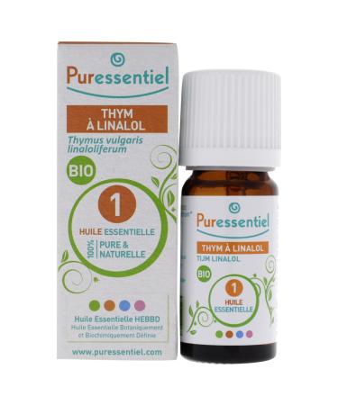 Puressentiel Organic Thyme Linalool Essential Oil - for Use in Essential Oil Diffusers - Relaxes and Reduces Physical and Mental Fatigue - Relieves Cold Cough and Nasal Congestion - 0.17 Oz Thyme Linalol 0.17 Ounce