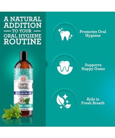 GuruNanda Coconut Oil Pulling and Ashwagandha Oil Pulling Promotes Fresh Breath and Happy Gums 7 Essential Oils & Vitamins for Healthy Teeth & Gums Alcohol-Free - Buy Online on GoSupps.com