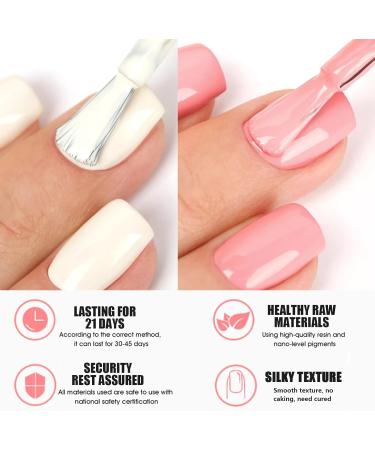 French Manicure Gel Polish - White & Pink Nail Varnish - Gel Nail Polish Set for French Manicure Set Soak Off UV/LED French Manicure Gift Set for Women Girl - Buy Online on GoSupps.com