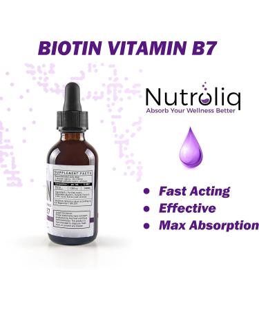 Nutroliq Biotin Liquid Drops - 12000mcg for Hair, Skin & Nail Health - Vegan Dietary Supplement - Berry-Flavored Serum - 60ml - Buy Online on GoSupps.com