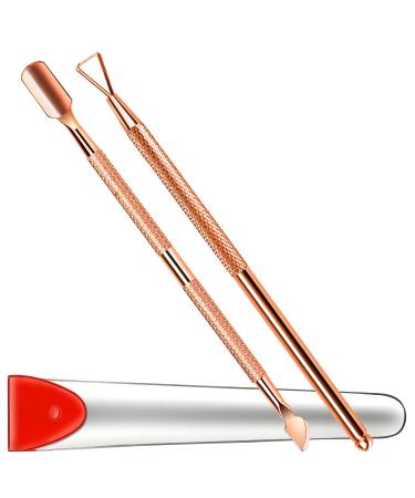 FANDAMEI UV Gel Nail Polish Remover Kit Cuticle Pusher Double End & Gel Polish Scraper for Gel Nails Dual Head Nail Scraper Cuticle Peeler Scraper for Nail Cleaner Manicure Pedicure Rose Gold