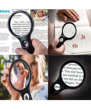 Professional 3X 45x Handheld Magnifier with 3 LED Light Lens Loupe for Reading Crafts Hobby Soldering Inspection Coins Exploring Full of Stars - Buy Online on GoSupps.com