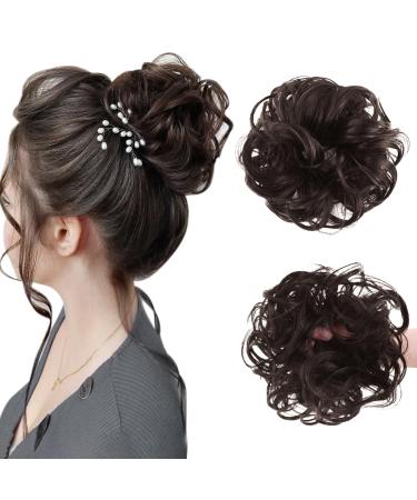 Vlasy Messy Bun Hair Piece for Women Curly Wavy Hair Scrunchies Bun Extensions Hairpieces Synthetic Hair Chignons Accessories Updo for Girls(4# 35g) 35g 4#