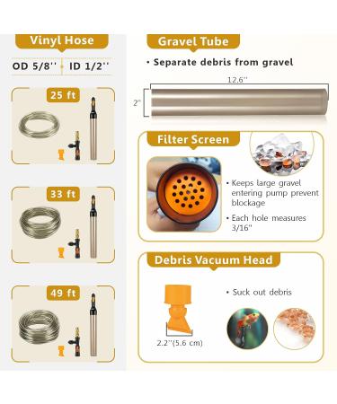 hygger Aquarium Vacuum Water Change Kit 25FT PVC Hose Fish Tank Auto Siphon Gravel Cleaner with 3 Types of Brass Fittings for Fish Tank Gravel & Sand Cleaning - Buy Online on GoSupps.com