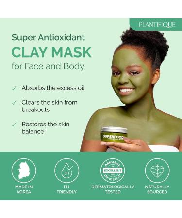 Plantifique Organic Clay Mask with Avocado & Green Tea - Vegan Skincare for Radiant Skin - Buy Online on GoSupps.com