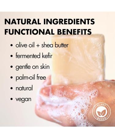 PiQi Kefir Soap Bar Unscented Fragrance-Free - Exfoliating Nourishing Rich in Lactic Acid Vegan (Natural Palm-Oil Free) - Buy Online on GoSupps.com