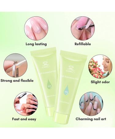 Makartt Green Poly Nail Gel Kit 15ML Gel Nail Builder Kit with Slip Solution Clear Nails Acrylic Gel Nail Kit for Nail Building Nail Extension Kit Dual Forms Base Top Coat All-in-One Gel Nail Starter Kit - Buy Online on GoSupps.com