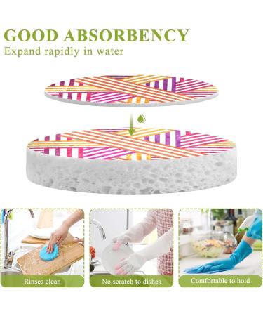 3-Pack Cleaning Kitchen Sponges Oval Red Striped Geometry Kitchen Cellulose Dishwashing Wood Pulp Cotton one sizex3 Red Striped Geometry - Buy Online on GoSupps.com