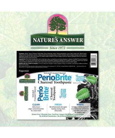 Nature's Answer Periobrite Activated Charcoal Toothpaste - Fluoride-Free Vegan Peppermint Flavor Stain Remover & Plaque Eliminator - 4oz - Buy Online on GoSupps.com