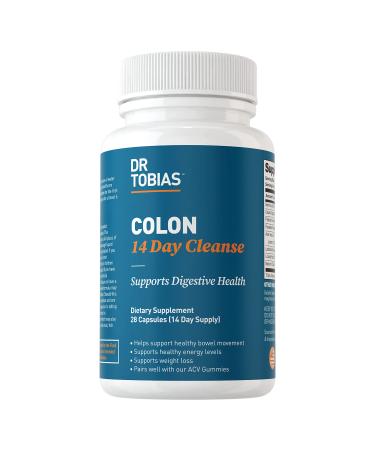 Dr. Tobias Colon 14 Day Cleanse, Supports Healthy Bowel Movements, Colon Cleanse Detox, Advanced Cleansing Formula with Fiber, Herbs & Probiotics, Non-GMO, 28 Capsules (1-2 Daily) 28 Count (Pack of 1)