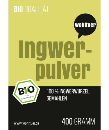 Organic Ginger Powder 400g - Gluten-Free Ground Ginger Root for Tea & Water | Wohltuer - Sourced from India - Buy Online on GoSupps.com