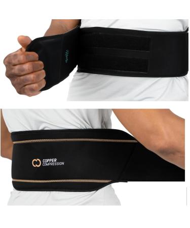 Copper Compression Back Brace - Copper Infused Lower Lumbar Support Belt. Relief for Muscle & Ligament Strain, Arthritis, Osteoporosis, Hernia, Ruptured Disc, Sciatica, Scoliosis - Fits Men & Women Large/X-Large (Pack of 1)