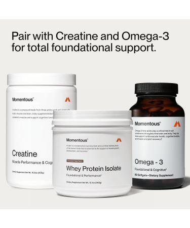 Momentous Essential Grass-Fed Whey Protein Powder - 20 g Whey Isolate Protein - NSF Certified for Sport - Gluten-Free - 12 Servings for Essential Everyday Use - Chocolate Fudge - Package May Vary - Buy Online on GoSupps.com