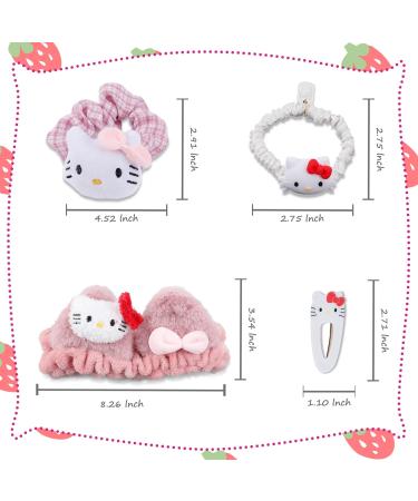 Cute Cartoon Kawaii Hair Accessories Set for Women and Girls - 4pcs Headbands, Hair Clips and Ties - Coral Hair Band Collection - Buy Online on GoSupps.com