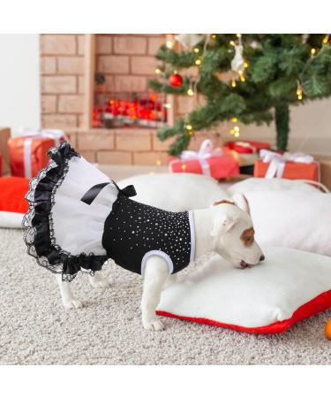 Dog Wedding Dress Summer Lace Skirt Tutu with Bow | Puppy Princess Formal Clothes for Small/Medium Dogs | Luxury Pet Birthday Party Costume (M, Black) - Buy Online on GoSupps.com