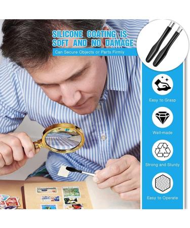 Doumneou 6-Piece Rubber PVC Tweezers Set with Stainless Steel Tips | Ideal for Crafting Hobby & Industrial Use (Black) - International Shipping Available - Buy Online on GoSupps.com