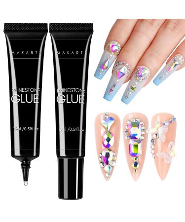 Makartt Nail Rhinestone Glue Gel 2 * 15ml Super Adhesive Nail Gel for Gems Nail Gem Glue Nail Gel Glue for Rhinestones Crystal Stones Jewels Nail Rhinestone Gel 15ml*2