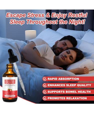 Magnesium Glycinate Liquid Drops - Liquid Magnesiums Complex Supplement to Support Stress Relief Night Heart Health Nerves and Muscles - Strawberry Flavor (60ml) - Buy Online on GoSupps.com