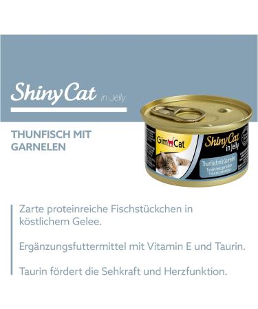 Gimcat Shinycat in Jelly Thuna with Shrimp - Premium Wet Cat Food (24 x 70g) - Fish & Taurine Rich Ideal for Cats - Buy Online on GoSupps.com