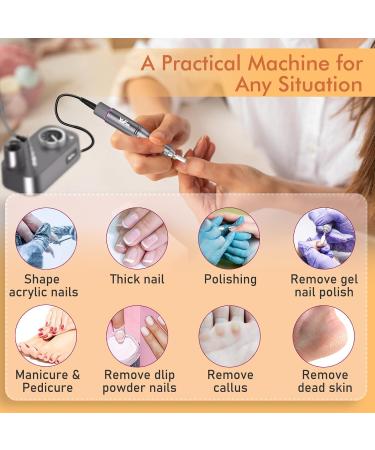 Yafex 11-in-1 Nail Milling Mills - 35000 RPM Electric Nail Cutter & Manicure Set with LED Lamp for Gelnails - Professional Pedicure & Nail File in Gray - Buy Online on GoSupps.com